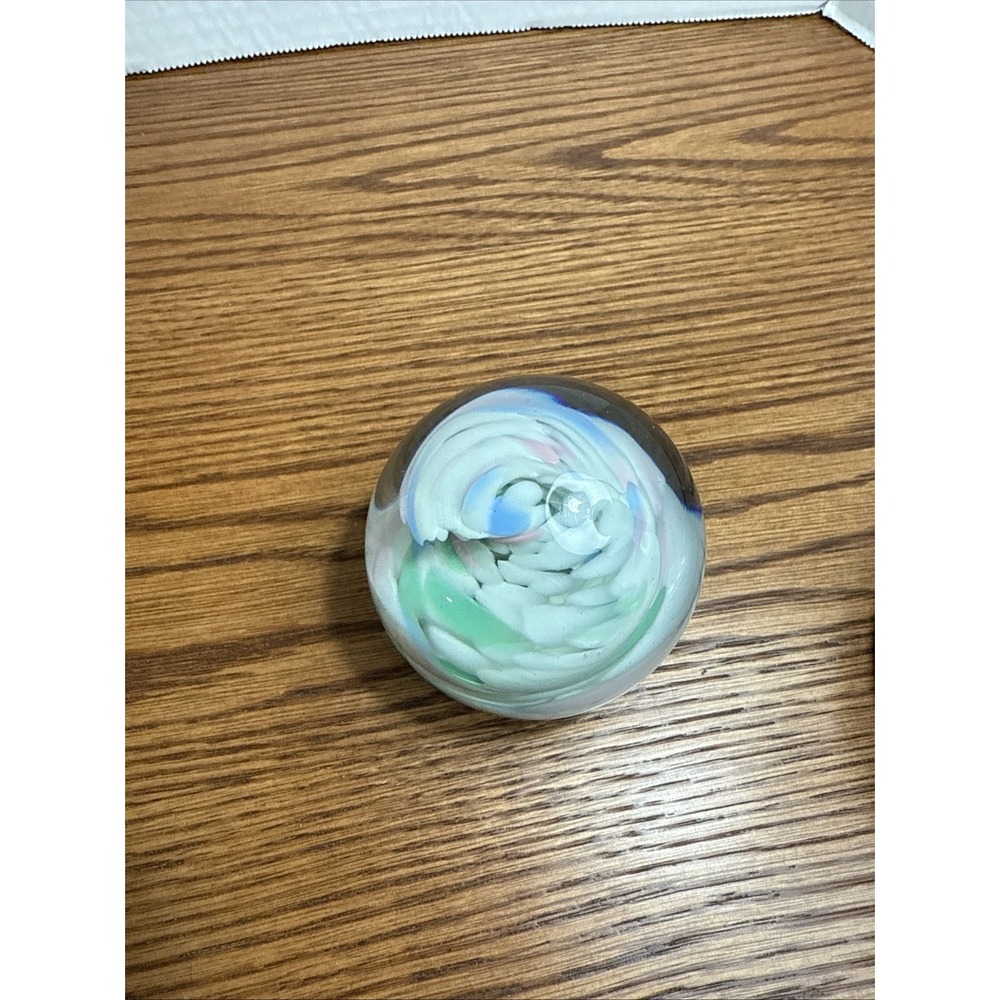 Terry Bloodworth S.D.C. Studio Art Glass Paperweight Pastel Swirl 1991